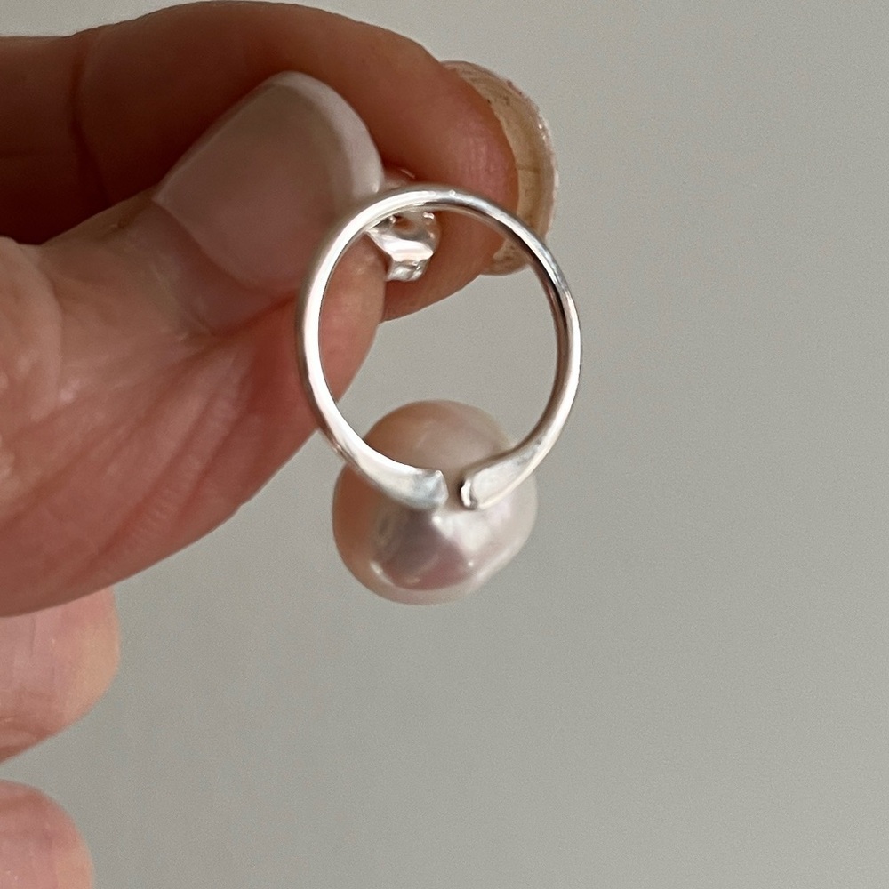 Sterling Silver Pearl Post Earrings - Picture 3 of 6